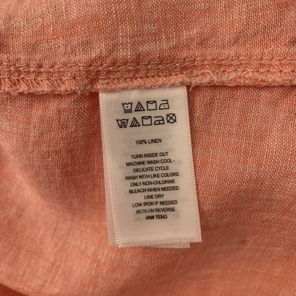 Sigrid Olsen Oversized 100% Linen V-Neck Tunic Blouse, Pink, XL - Picture 4 of 4